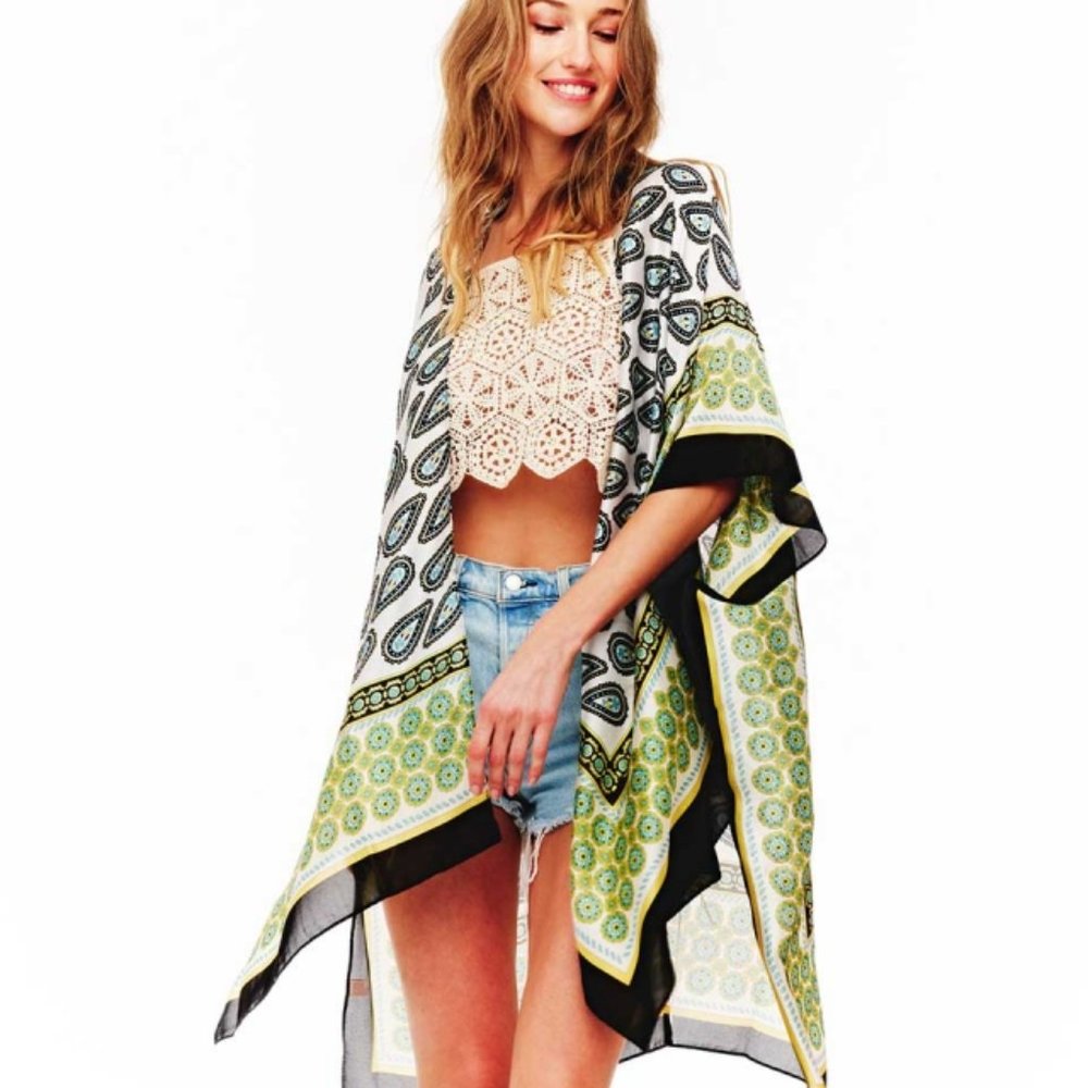 Bohemian Print Loose casual Resort wear and printed Silky Summer Kimono